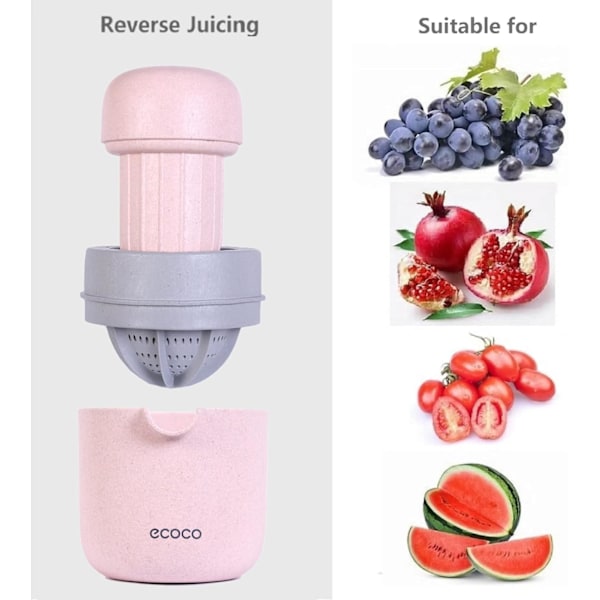 Sitronspresser Enkel Manuell Sitrusappelsin Juicer Liten Bærbar Lime Juicer Kopp med To Måter å Bruke for Forskjellige Frukter Pink