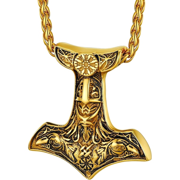 Thor Mjolnir Hammer Vedhæng Charm, Nordisk Viking Økse med Pigkæde, Rustfrit Stål 01. Dorado