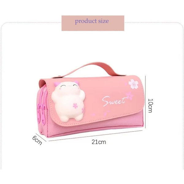 Söt Kawaii Squishy Cat Case Pouch Skolartiklar Pennfodral