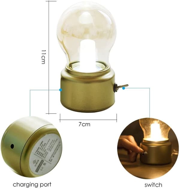 Mini LED-pöytälamppu USB-latauskaapelilla, Kulta