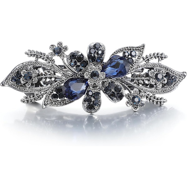 Lyxig blomma smycken design hårklämma, strass blomma hårklämma hårklämma, hårklämma för kvinnor och flickor (Blå 2)