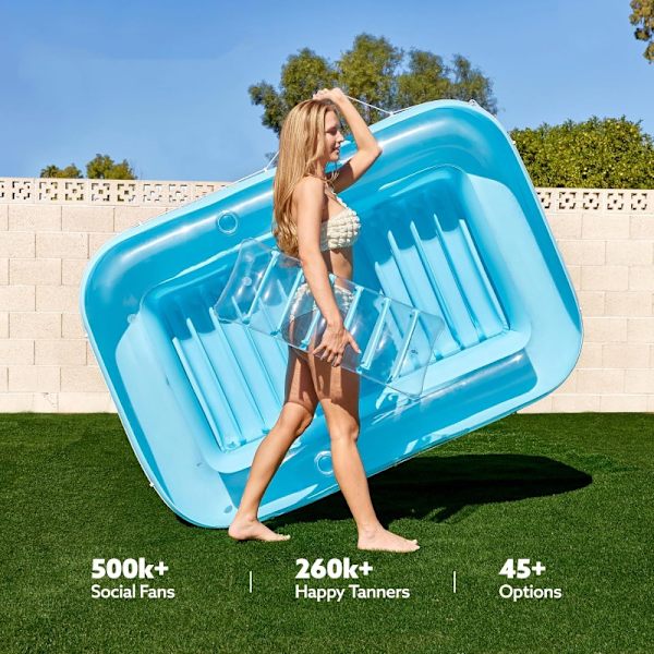 YATOUT Joy Stor Uppblåsbar Flytande Solstol för Pool, Solsäng, Uppblåsbar Solmadrass, Kan Användas Utomhus, Trädgård, Bakgård Transparent blue