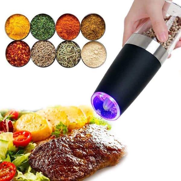2 Elektriska Salt- och Pepparkvarnar Saltkvarn Kryddkvarn LED