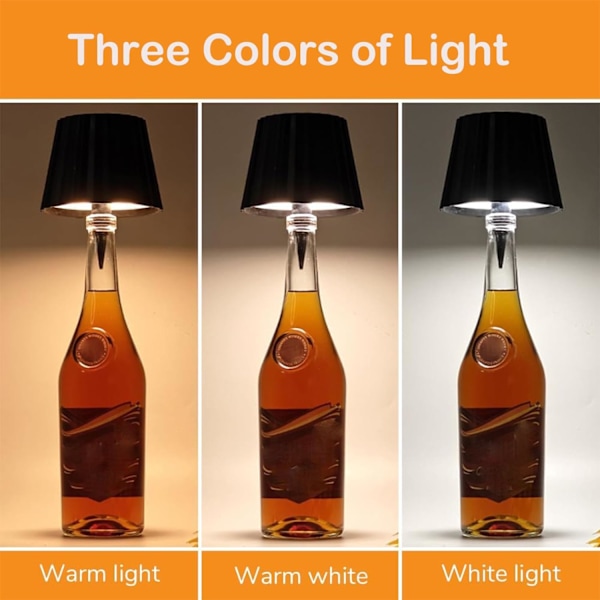 Trådløs Vinflaske Lampe 3 Farver LED Touch Lampe til Soveværelse Restaurant Bordplade Bar Atmosfære Lampe Bærbar Lampe Moderne Simpel black
