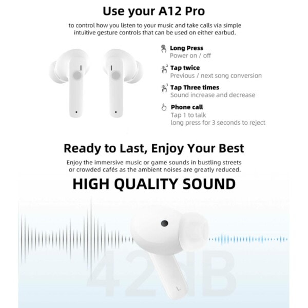 Helt Trådlösa Pro TWS Bluetooth Stereo In-Ear Hörlurar USB-C Svart svart