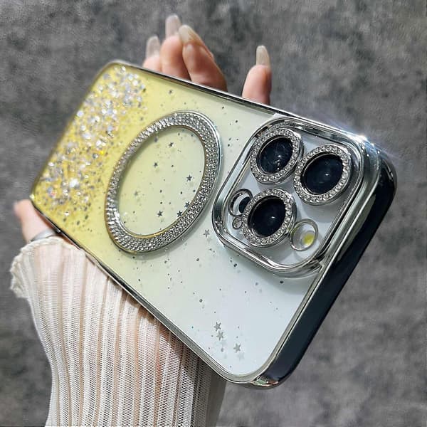 Magnetisk beskyttelsescover til iPhone 13 Pro, TPU+PC, glitter