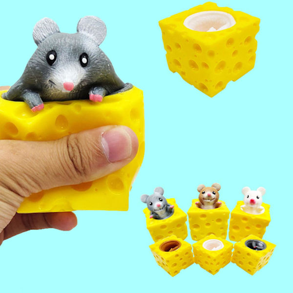 Sinknap Rebound Toy - Ekologisk, lindrar ångest, supermjuk kläm mus ostleksak för barn Grey
