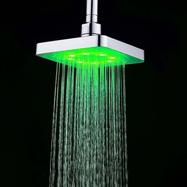 Kvadratisk LED Dusjhode, 6 Tommer LED Tri-Farge Dusjhode