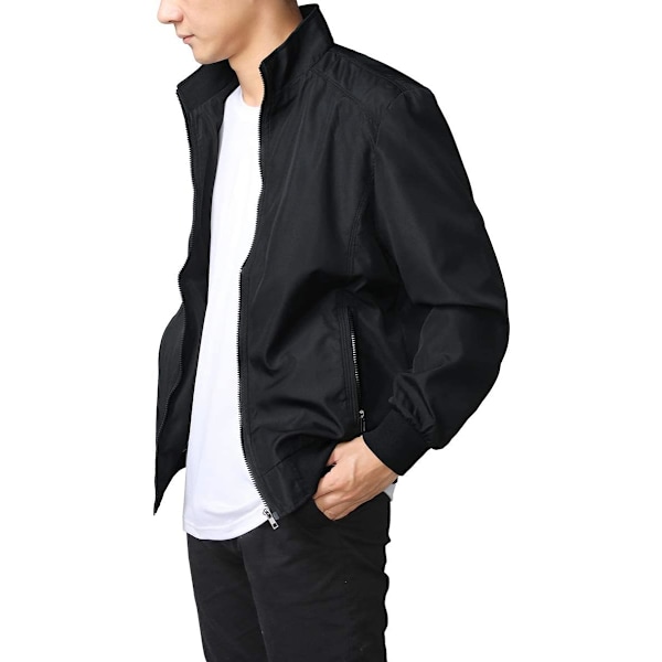 Herre Sommer Bomber Jakker Casual Letvægts Vindjakke Sports Jakke Cargo Ydertøj XS Black