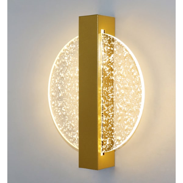 Vägglampa inomhus akryl LED-vägglampa - lyxig vardagsrum sovrum sängbord - modern enkelhet - tre-tonsbelysning - ledningsanvändning Gold round gold foil
