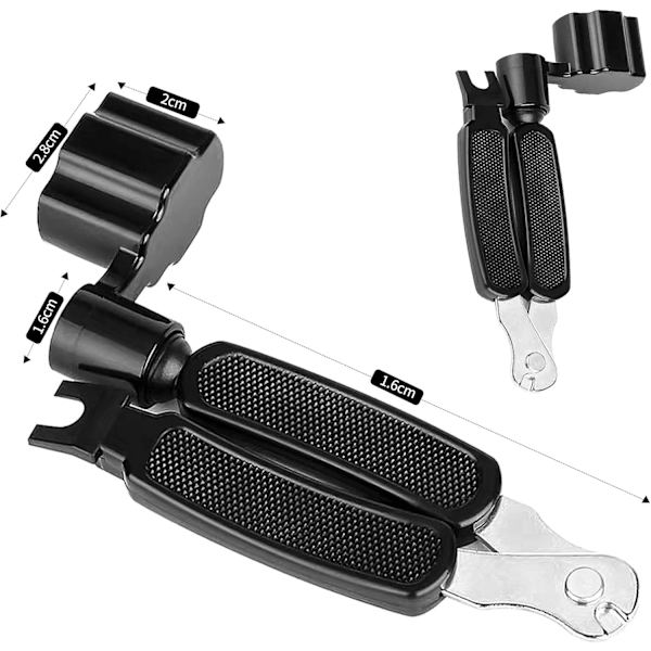 3 i 1 strengevinder sort guitarstrengevinder
