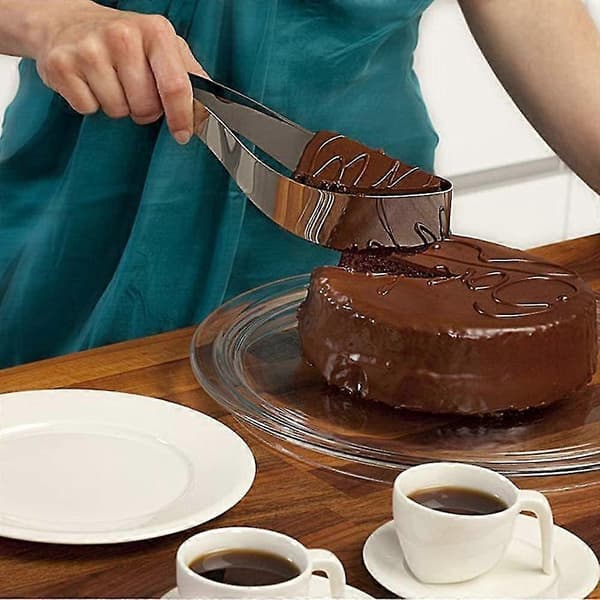2-delt kakekutter, kakeserver i rustfritt stål, kutter dessert bursdagskake serveringsdelerverktøy