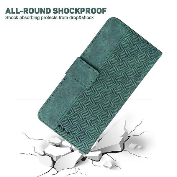 Til iPhone 15 Plus Geometri Præget PU Læder Wallet Stand Telefon Shell Mobil Case