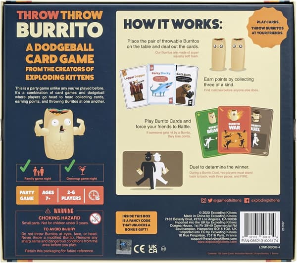 Exploding Kittens - Esittelee Throw Throw Burrito - Polttopallokorttipeli - Perhekorttipelit aikuisille, teineille ja lapsille - 2-6 pelaajaa - Ikäsuositus 7+