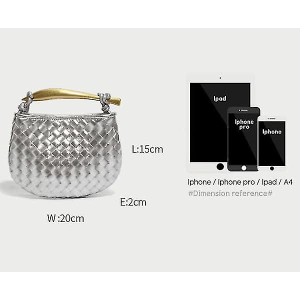 Mini Flätad Sardinväska, Crossbody-väska för Kvinnor, Handväska B1679 Silver B1679 Silver