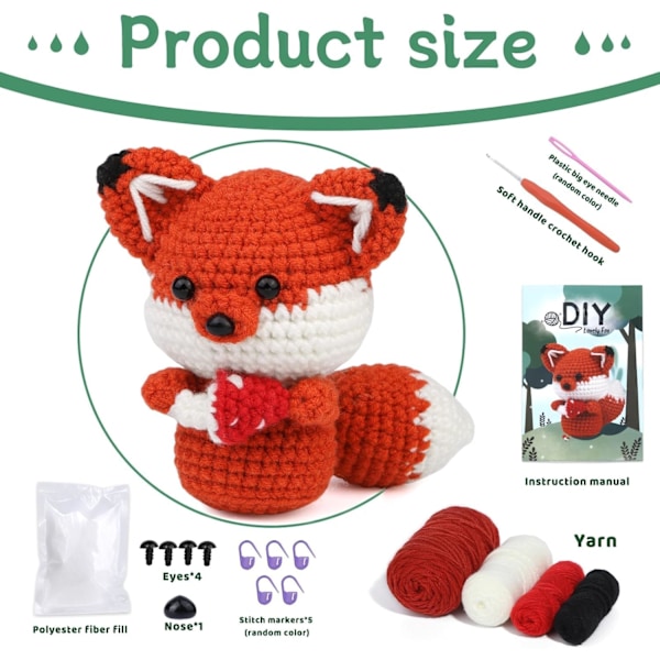 Virka kit för nybörjare, virka djur kit, nybörjare virka kit med steg-för-steg video tutorials garn virka krok, räv