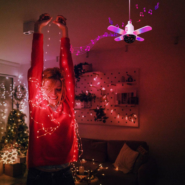 Smart vanntett taklampe LED musikk taklampe, med Bluetooth-høyttaler Dimbar Rgb Farge Chan Hvit