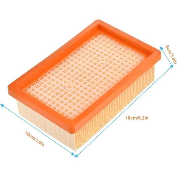 ®RisingFF 2 kpl Litteät laskostetut suodattimet Kärcher WD4/WD5/WD6 /MV4/MV5/MV6/WD4P/WD5P/WD6P -imureille, korvaava suodatin