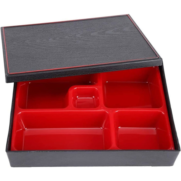 Lunchlåda, Bentolåda, Snacklåda, Bento Lunchlåda, Fem fack, 27×21×6 cm, Tillverkad av ABS-material av livsmedelskvalitet