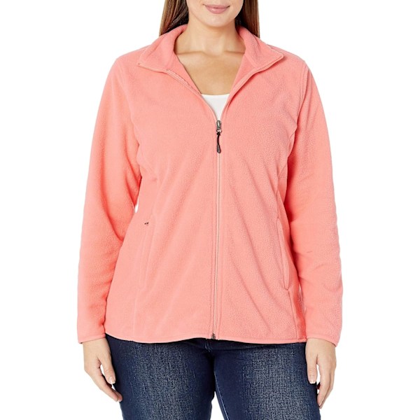 Dame Klassisk Passform Full-Zip Myk Fleecejakke Rosa Coral XXL