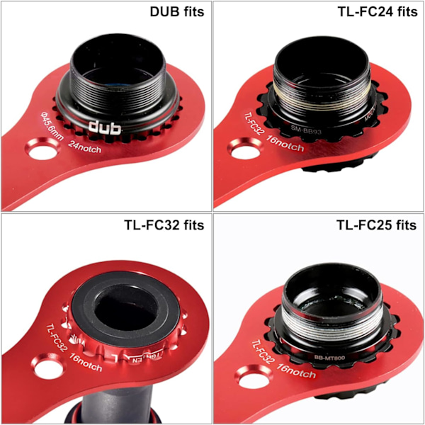 BB kranklagerverktøy terrengsykkel reparasjonsnøkkel, multifunksjonell krank med adapter for Dub/Tl-Fc32 / Tl-Fc25 / Tl-Fc24