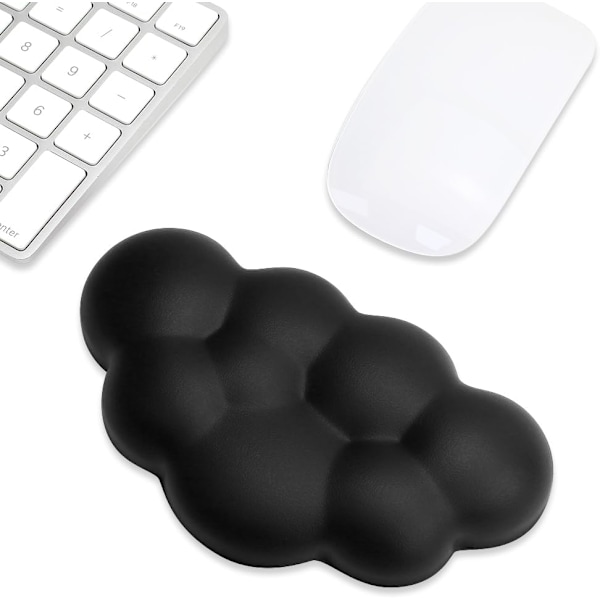 Håndledsstøttepude til mus Ergonomisk Blødt PU Læder Memory Foam Håndledssmerte Lindring Muse Håndledsstøttepude med Anti-Skrid Base (Sort)