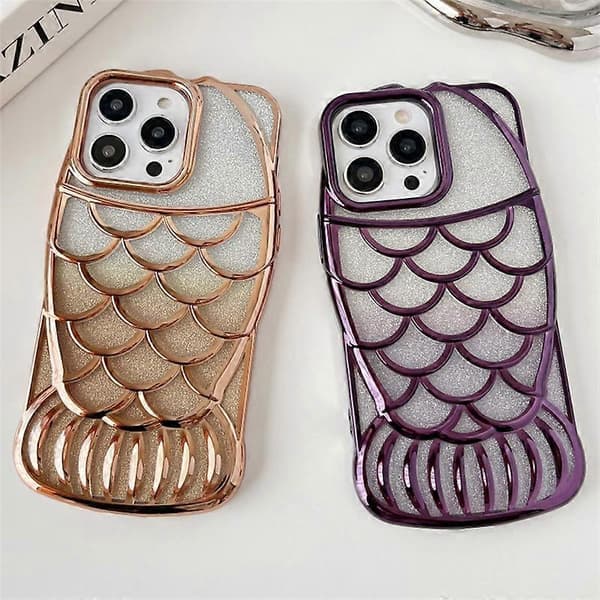 Glitter Fisk Form TPU Elektroplettering Telefoncover til iPhone 14 Pro Max