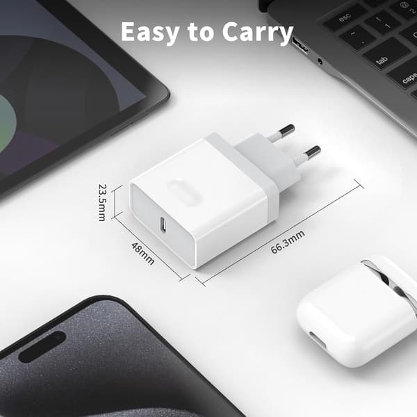 USB C Oplader, 2-pak Plu, 20W Type C Hurtig Vægoplader Strømadapter