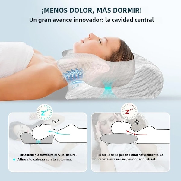 Viskoelastisk Nackkudde, Ergonomisk 2-i-1 Ortopedisk Kudde för Nacksmärta, Konturerad Stödkudde, 1 Styck Ljusgrå (Med Ögonmask)