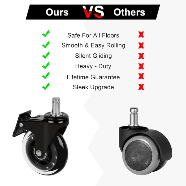 Kontorstol Caster Wheels 5-delt sæt, Universal Quiet Scratch Resistant Replacement Wheels