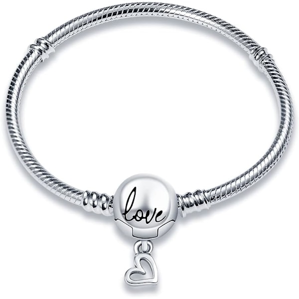 Armbånd for kvinner 925 Sterling Sølv Hjerteklasp Armbånd Slange Armbånd Lenke Armbånd CMB066 20cm