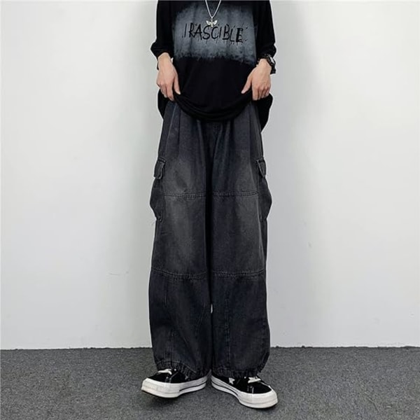 Sorte baggy jeans Denimoveraller for kvinner /XL black XL