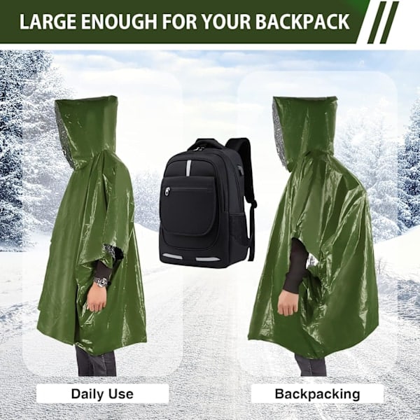 (B) 4 stk. Nødsoveposer Survival Bivuakpose, Nødregnponcho Redningsponcho, Varmeopbevaring Kold Sikkerhed
