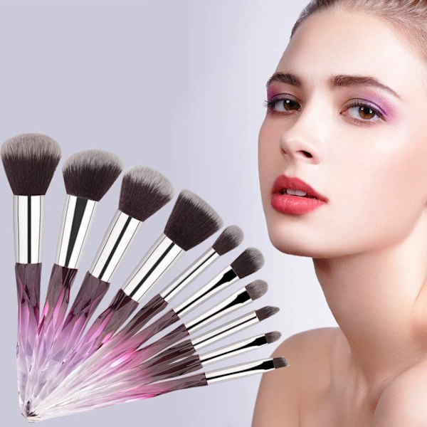 Professionella sminkborstar 10 st Mjuka borst Hår Sminkborstar Eyeliner Ögonbryn Läppkontur Blandningsborste Set