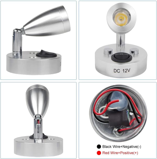 2 LED-spotlys leselys 3W 12V med bryter