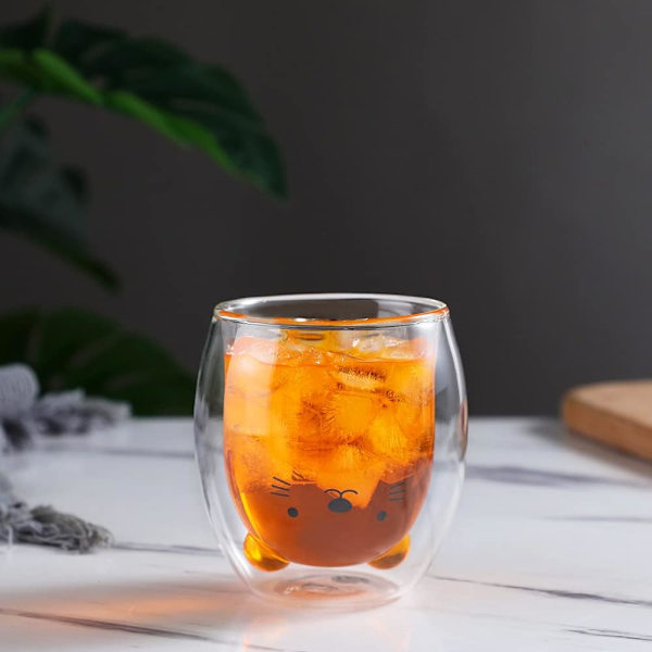 Bjørnekop Søde krus til kvinder Glas Dobbeltvægget isolerede glas Espresso kop, Kaffe kop, Tekop, Mælkekop, Bedste gave