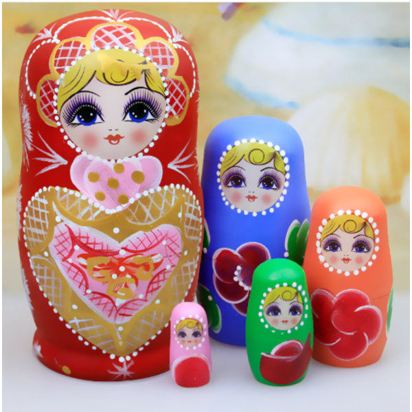 Ryska Dockor Matryoshka i Trä 7-Delars Set Handgjorda Leksaker Barn Vuxna Påsk Mors Dag Födelsedag Jul Halloween Present