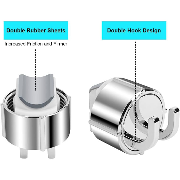 Hånddusjholder for 16-27 mm glidebane, justerbar erstatningsdusjholder, 360° rotasjon, med 2 kroker