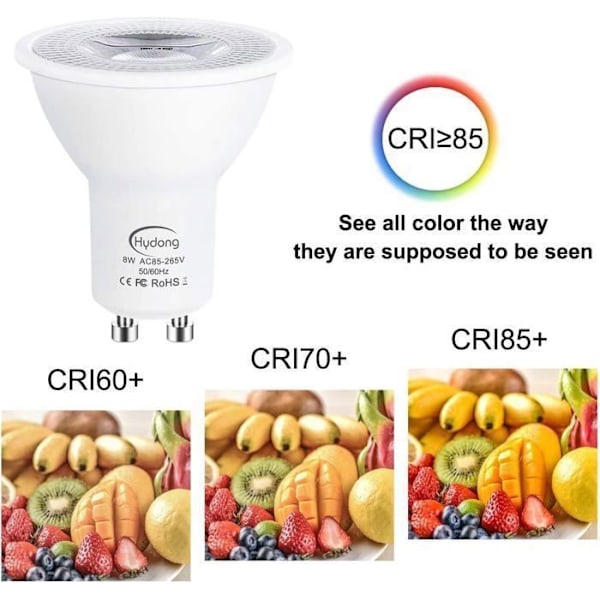 ®RisingFF GU10 LED-pære Kaldhvit, 7W tilsvarende 70W halogenpære, 720LM, LED-spotpærer, Ikke-dimbar, Pakke med 20