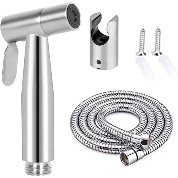 Håndholdt bidet-sprøjte, rustfrit stål børstet nikkel spray kit, badeværelse stofble rengøringsmiddel, bærbart rustfrit brusehoved Handheld spray gun + metal tube