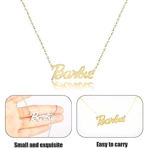 Barbie Crystal Script Logo -kaulakoru xixl Gold Gold