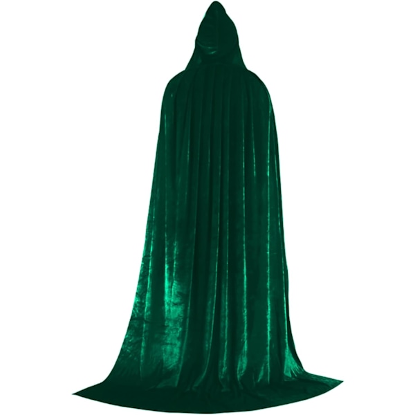 Hættekappe Vampyr Hexe Kappe Lang Kappe Unisex Voksen Cosplay Kostume Dark Green One Size