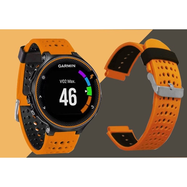 Bredd 22mm tvåfärgad silikonrem med Garmin Forerunner 235 16 färger tillgängliga orange-black