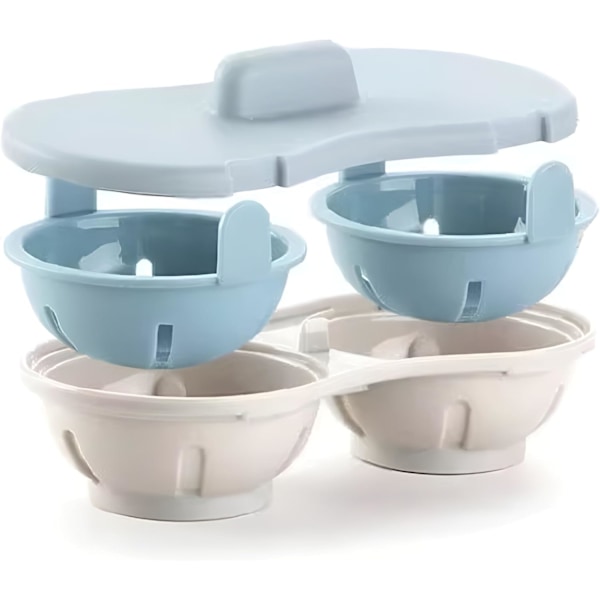 Mikrovågsugnsäggpocherare 2 BPA-fria diskmaskinssäkra pochäggmaskin, Non Stick Ägg Mikrovågsugnskokare, 1 Min Snabb Poch Ägg Coddlers för Mikrovågsugn Kokt