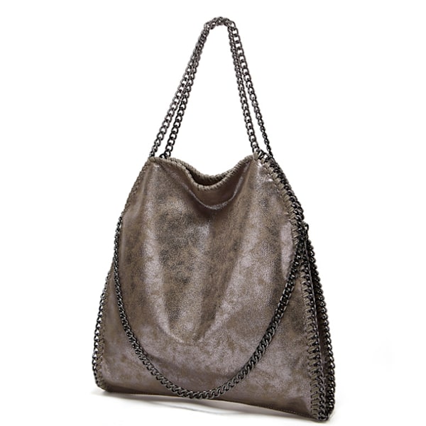 Skuldertaske til kvinder, kæde, luksushåndtaske, kæde, blød taske, crossbody taske, damehåndtaske Silver Gray