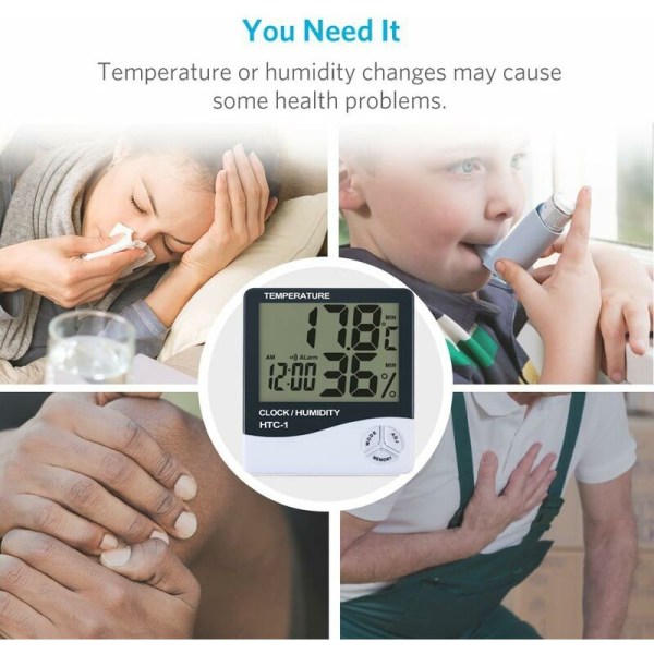 Husholdningstermometer, temperatur- og fugtighedsmåler () vit