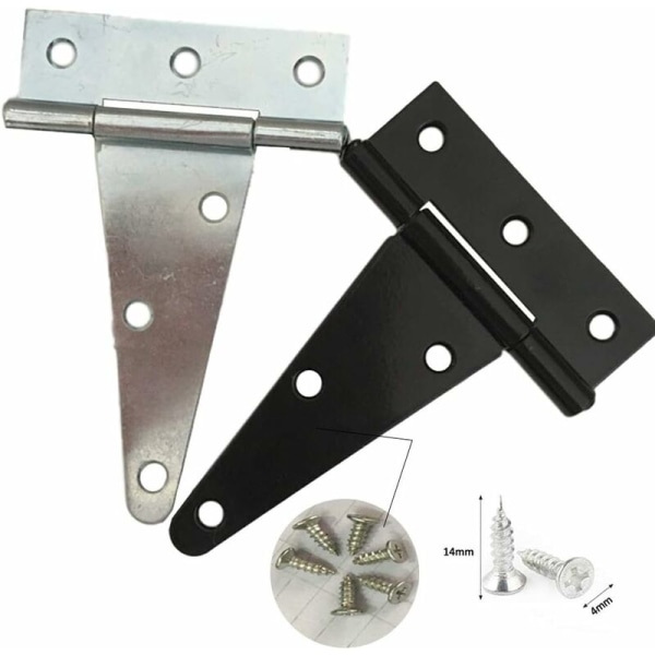 Galvanized T-hinge T-hinge triangular hinge slotted bearing door (8pcs 5 inches (black paint) (plus 0.2 yuan for each six screws))