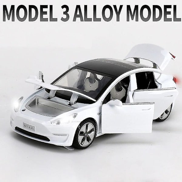 1:32 Tesla Model X Model 3 Model S Model Y Legering Bilmodell Diecasts Leksaksbil Ljud Och Ljus Barnleksaker För Barn Gåvor Pojkar Leksaksmodell 3 Vit Model 3 White