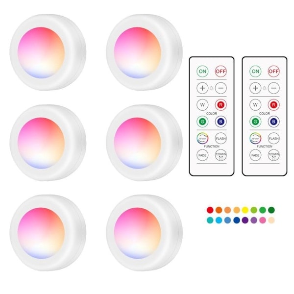 LED Spotlights Sæt – 6 stilfulde lamper med 2 praktiske fjernbetjeninger