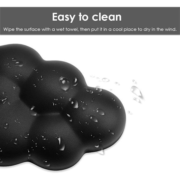 Håndleddsstøttepute for mus Ergonomisk Mykt PU-lær Memory Foam Håndleddssmerte Lindring Musematte med Anti-skli Base (Svart)